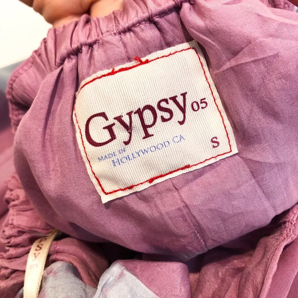 Gypsy 05 100% Silk Pink Purple Ombre Tie Dye Pattern Adjustable Halter Dress S - Picture 10 of 13